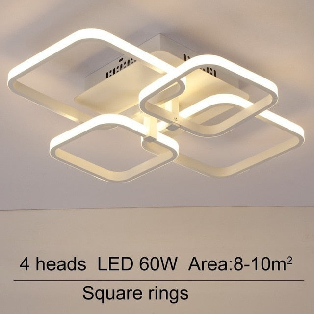 Acylic Ceiling Lights Square Rings For Living Room Bedroom Home AC85-265V Modern Led Ceiling Lamp Fixtures lustre plafonnier