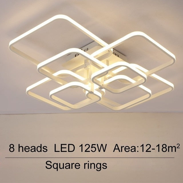 Acylic Ceiling Lights Square Rings For Living Room Bedroom Home AC85-265V Modern Led Ceiling Lamp Fixtures lustre plafonnier