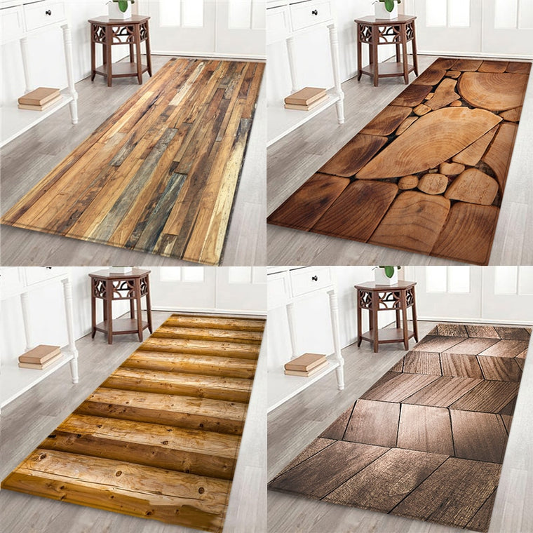 Geometric Wood Grain Printed Floor Mat Kitchen Non Slip Floor Mats For Living Rooms Door Mats Entrance Decor Floor Rug Carpet
