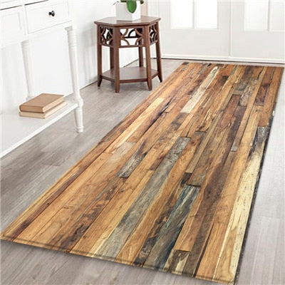 Geometric Wood Grain Printed Floor Mat Kitchen Non Slip Floor Mats For Living Rooms Door Mats Entrance Decor Floor Rug Carpet