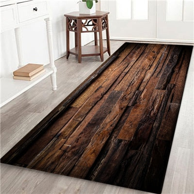 Geometric Wood Grain Printed Floor Mat Kitchen Non Slip Floor Mats For Living Rooms Door Mats Entrance Decor Floor Rug Carpet