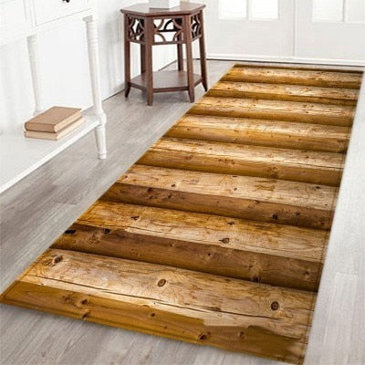 Geometric Wood Grain Printed Floor Mat Kitchen Non Slip Floor Mats For Living Rooms Door Mats Entrance Decor Floor Rug Carpet