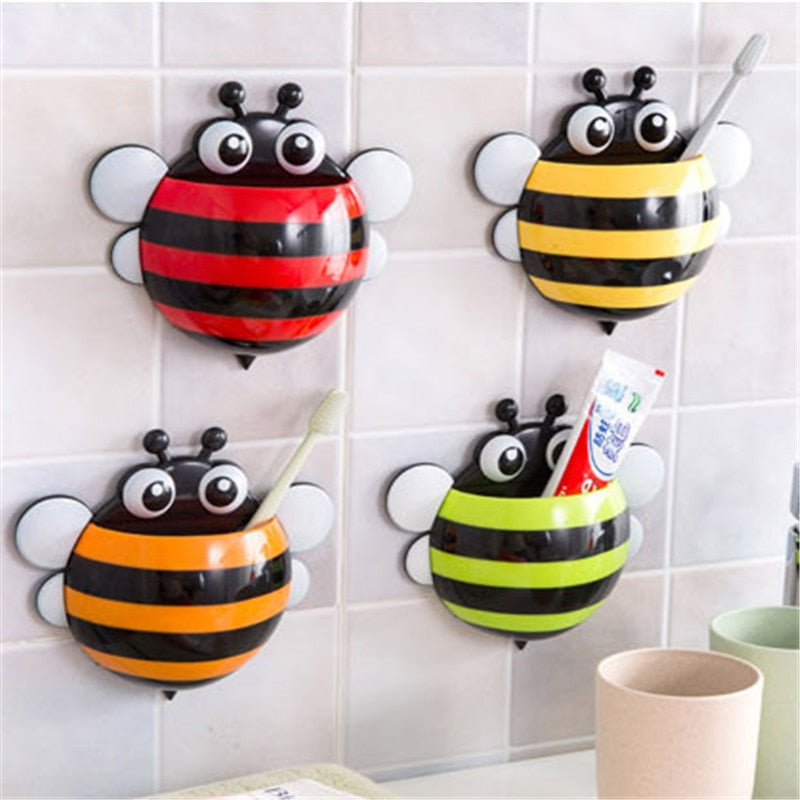 Ladybug bee Sucker Children Kids Toothbrush Holder Suction Hooks Toothbrush Wall Suction Bathroom Sets
