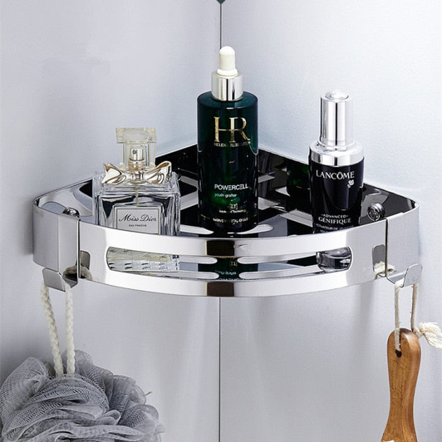 304 Stainless Steel Bathroom Shelves Silver Bathroom Accessories Shower Corner Shelf Shampoo Storage Rack Bathroom Basket Holder