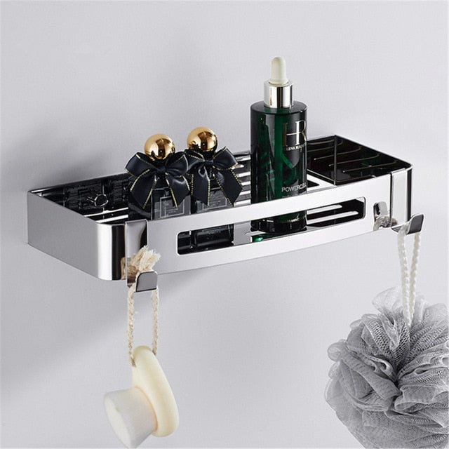 304 Stainless Steel Bathroom Shelves Silver Bathroom Accessories Shower Corner Shelf Shampoo Storage Rack Bathroom Basket Holder