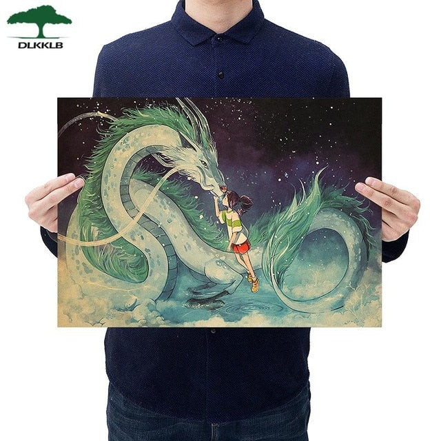 Dlkklb Hayao Miyazaki Anime Movie Poster Set Kraft Paper Cafe Bar Retro Poster Decorative Painting Art Wall Stickers Home Decor