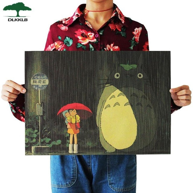 Dlkklb Hayao Miyazaki Anime Movie Poster Set Kraft Paper Cafe Bar Retro Poster Decorative Painting Art Wall Stickers Home Decor