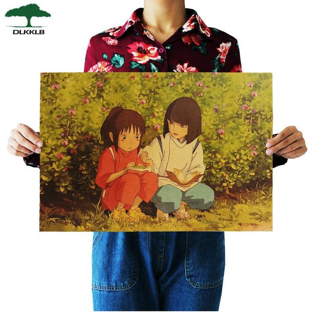Dlkklb Hayao Miyazaki Anime Movie Poster Set Kraft Paper Cafe Bar Retro Poster Decorative Painting Art Wall Stickers Home Decor