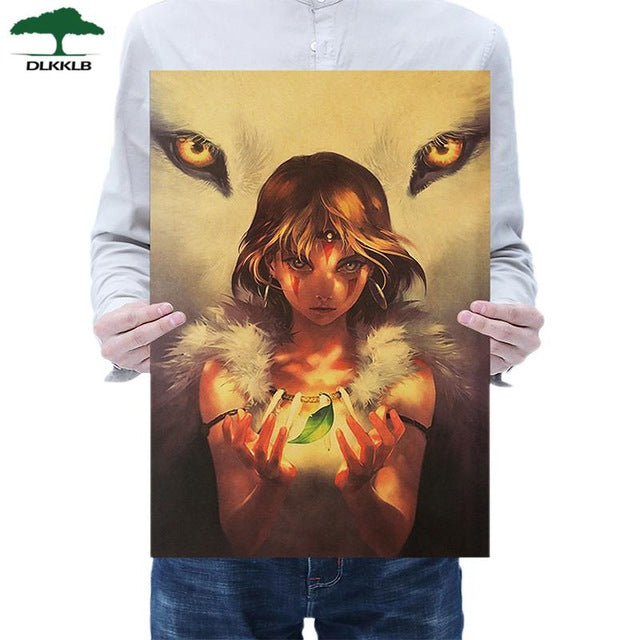 Dlkklb Hayao Miyazaki Anime Movie Poster Set Kraft Paper Cafe Bar Retro Poster Decorative Painting Art Wall Stickers Home Decor