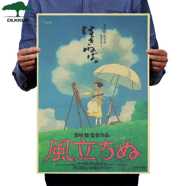 Dlkklb Hayao Miyazaki Anime Movie Poster Set Kraft Paper Cafe Bar Retro Poster Decorative Painting Art Wall Stickers Home Decor