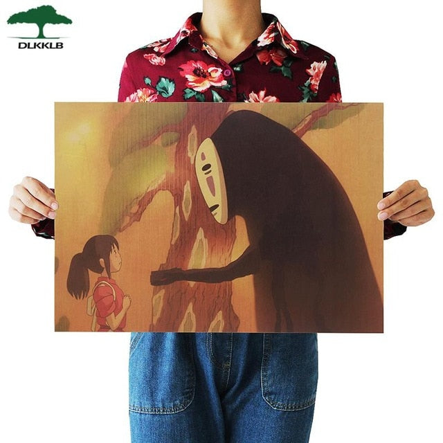 Dlkklb Hayao Miyazaki Anime Movie Poster Set Kraft Paper Cafe Bar Retro Poster Decorative Painting Art Wall Stickers Home Decor