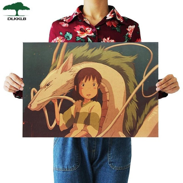 Dlkklb Hayao Miyazaki Anime Movie Poster Set Kraft Paper Cafe Bar Retro Poster Decorative Painting Art Wall Stickers Home Decor