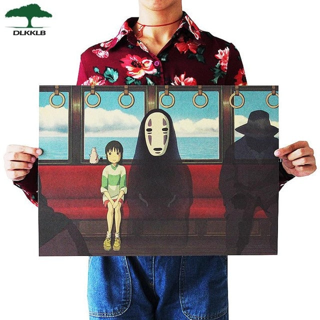 Dlkklb Hayao Miyazaki Anime Movie Poster Set Kraft Paper Cafe Bar Retro Poster Decorative Painting Art Wall Stickers Home Decor
