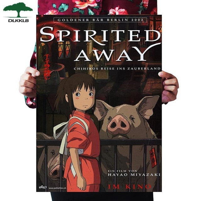 Dlkklb Hayao Miyazaki Anime Movie Poster Set Kraft Paper Cafe Bar Retro Poster Decorative Painting Art Wall Stickers Home Decor