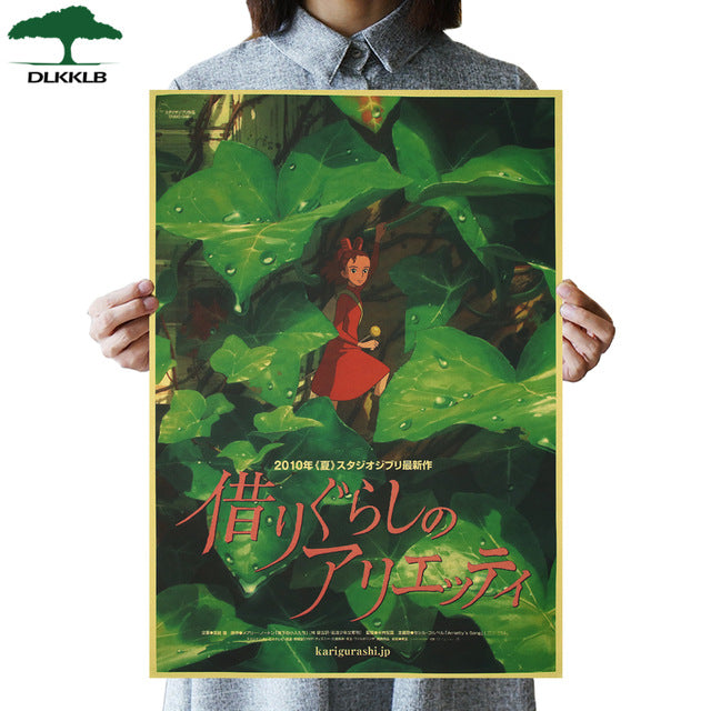 Dlkklb Hayao Miyazaki Anime Movie Poster Set Kraft Paper Cafe Bar Retro Poster Decorative Painting Art Wall Stickers Home Decor
