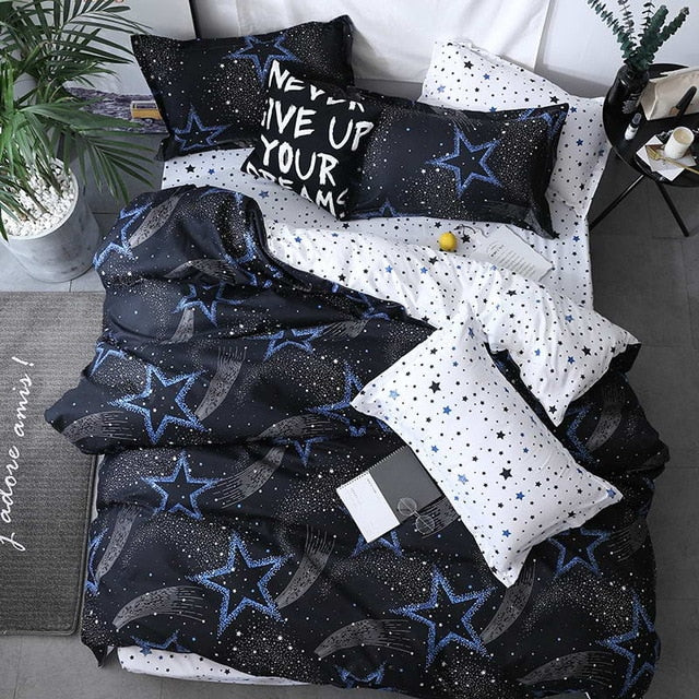 Bedding Set luxury Wishing star month 3/4pcs Family Set Duvet Cover Pillowcase Boy Room flat bed sheet,No filler 2019 bed set
