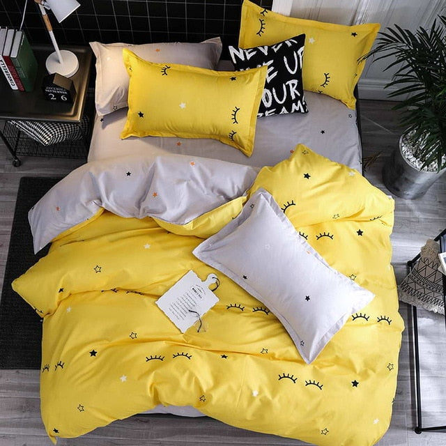Bedding Set luxury Wishing star month 3/4pcs Family Set Duvet Cover Pillowcase Boy Room flat bed sheet,No filler 2019 bed set