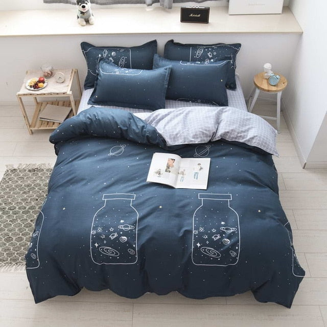 Bedding Set luxury Wishing star month 3/4pcs Family Set Duvet Cover Pillowcase Boy Room flat bed sheet,No filler 2019 bed set