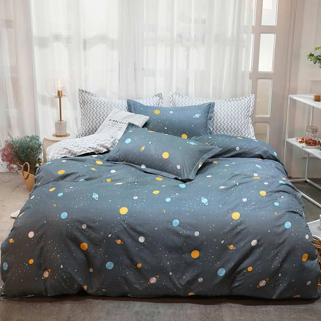 Bedding Set luxury Wishing star month 3/4pcs Family Set Duvet Cover Pillowcase Boy Room flat bed sheet,No filler 2019 bed set