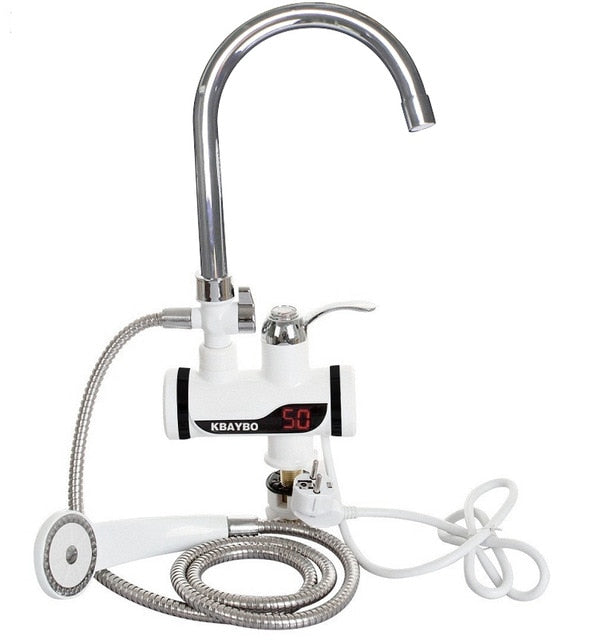 3000W Temperature Display Instant Hot Water Tap Tankless Electric Faucet Kitchen Instant Hot Faucet Water Heater Water Heating