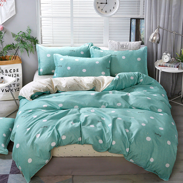 Solstice Cartoon Pink Flamingo Bedding Sets 3/4pcs Geometric Pattern Bed Linings Duvet Cover Bed Sheet Pillowcases Cover Set