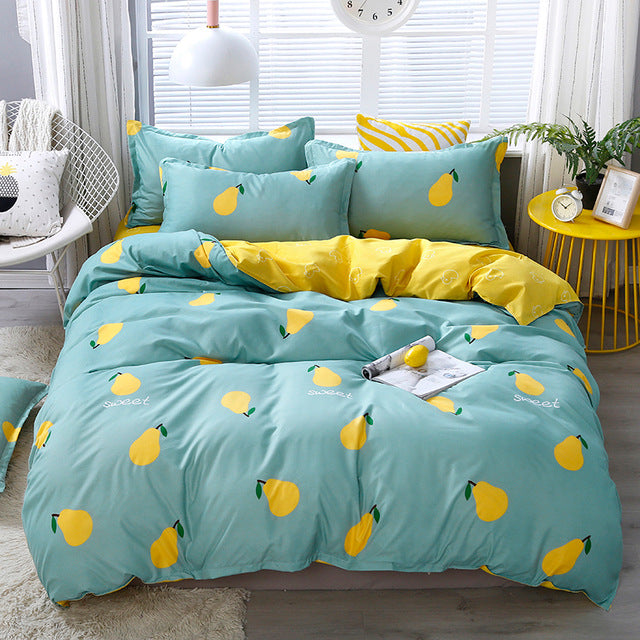 Solstice Cartoon Pink Flamingo Bedding Sets 3/4pcs Geometric Pattern Bed Linings Duvet Cover Bed Sheet Pillowcases Cover Set