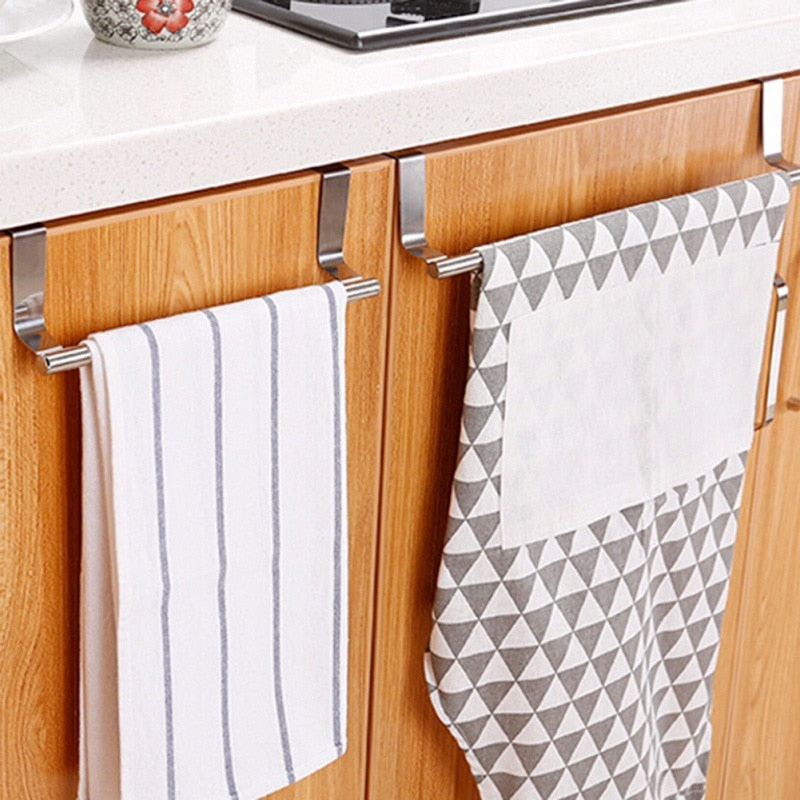 Bathroom Door Kitchen Hanger Stainless Steel Storage Hook Hanging Rack Scarf Towel  Drawer Over Holder