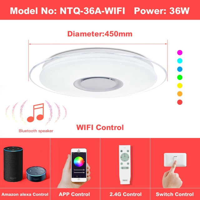 Modern LED ceiling Lights home lighing 25W 36W 52W APP Bluetooth Music light bedroom lamps Smart ceiling lamp