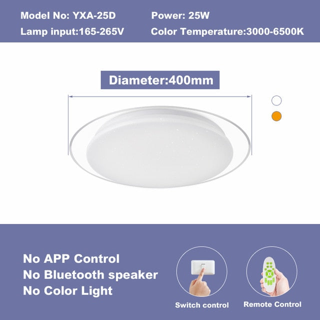 Modern LED ceiling Lights home lighing 25W 36W 52W APP Bluetooth Music light bedroom lamps Smart ceiling lamp