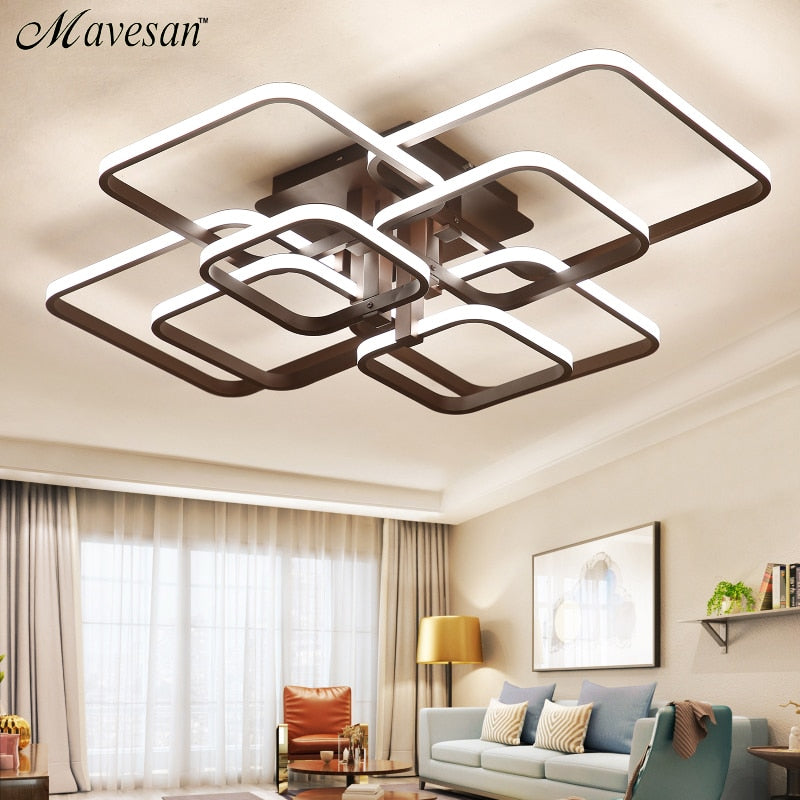 Acylic Ceiling Lights Square Rings For Living Room Bedroom Home AC85-265V Modern Led Ceiling Lamp Fixtures lustre plafonnier