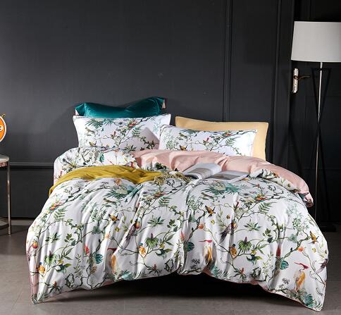 Egyptian Cotton Soft Duvet Cover Fitted/Bed sheet set Multi Color Flamingo Paisley Bedding Set Twin Queen King size 4Pieces