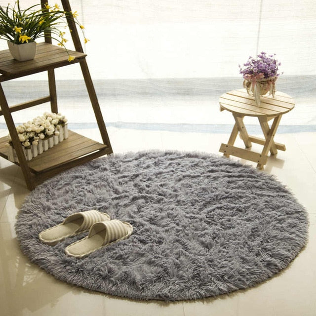 Fluffy Round Rug Carpets for Living Room Decor Faux Fur Carpet Kids Room Long Plush Rugs for Bedroom Shaggy Area Rug Modern Mat