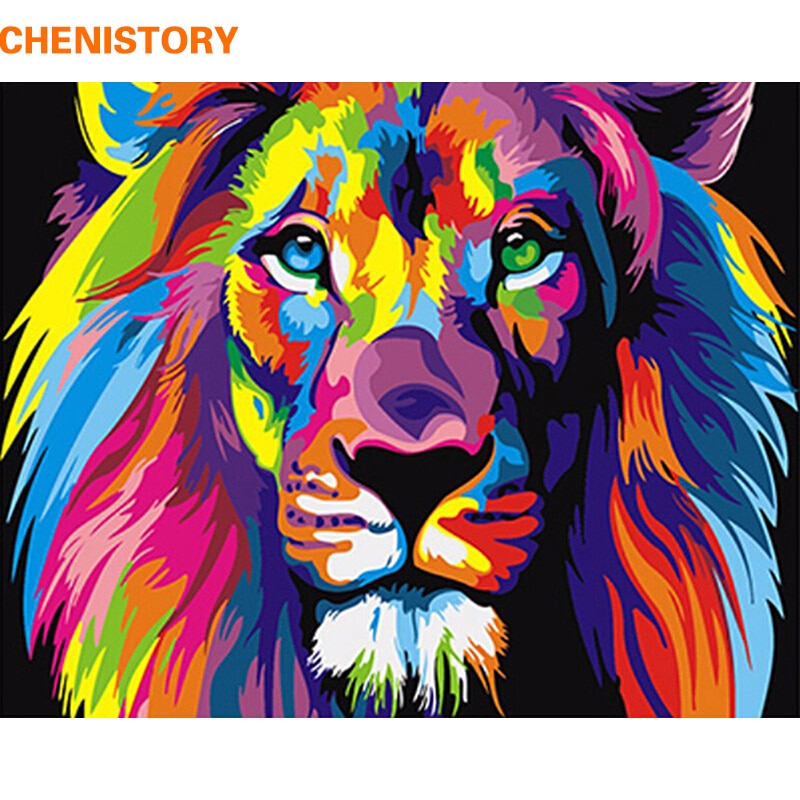 Frameless Colorful Lion Animals Abstract Painting Diy Digital Painting By Numbers Modern Wall Art Picture For Home Wall Artwork