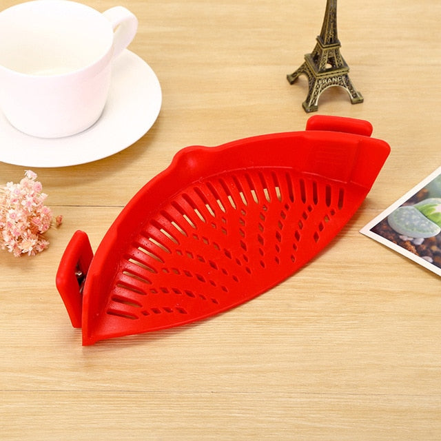 Silicone Colanders Kitchen Clip On Pot Strainer Drainer For Draining Liquid Univers Draining Pasta Vegetable Tool DropShipping