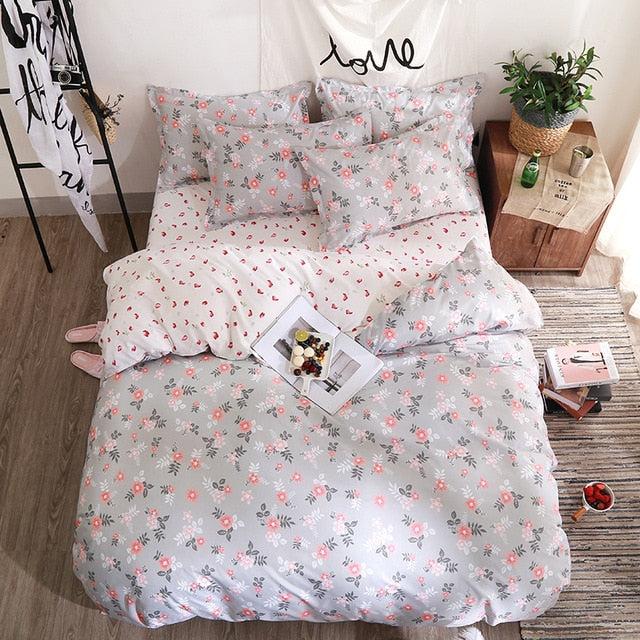 Solstice Home Textile Black Lattice Duvet Cover Pillowcase Bed Sheet Simple Boy Girls Bedding Sets 3/4Pcs Single Double Bedlinen