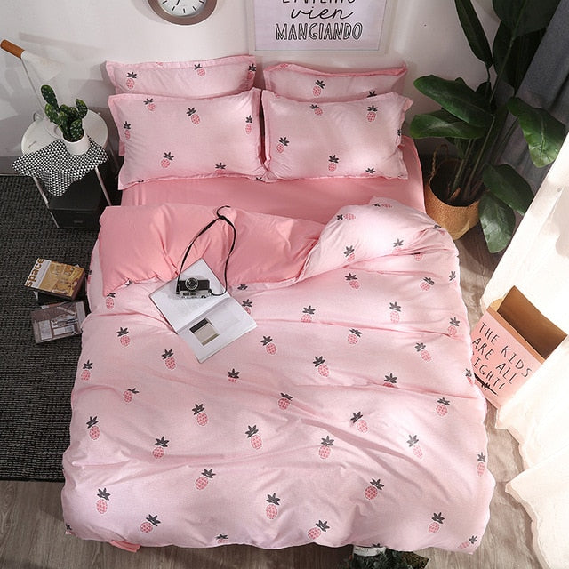 Solstice Home Textile Black Lattice Duvet Cover Pillowcase Bed Sheet Simple Boy Girls Bedding Sets 3/4Pcs Single Double Bedlinen