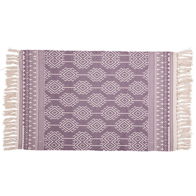 60x130cm Nordic Cotton Woven Carpet Tassels  Bedroom Rug Bedspread Mat  Simple Modern Table Ruuners kitchen Mat Home Decoration