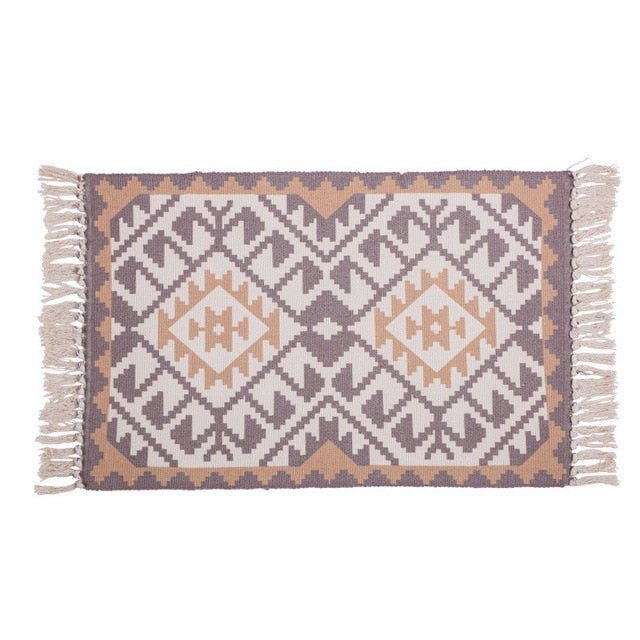 60x130cm Nordic Cotton Woven Carpet Tassels  Bedroom Rug Bedspread Mat  Simple Modern Table Ruuners kitchen Mat Home Decoration