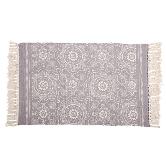 60x130cm Nordic Cotton Woven Carpet Tassels  Bedroom Rug Bedspread Mat  Simple Modern Table Ruuners kitchen Mat Home Decoration