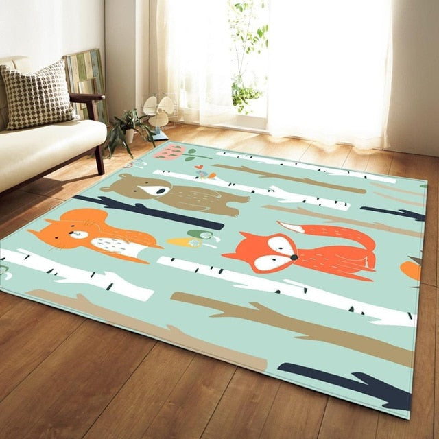 Nordic 3D Unicorn Carpets Cartoon Animal Bedroom Kids Play Mat Soft Flannel Memory Foam Big Area Rugs Carpet for Living Room