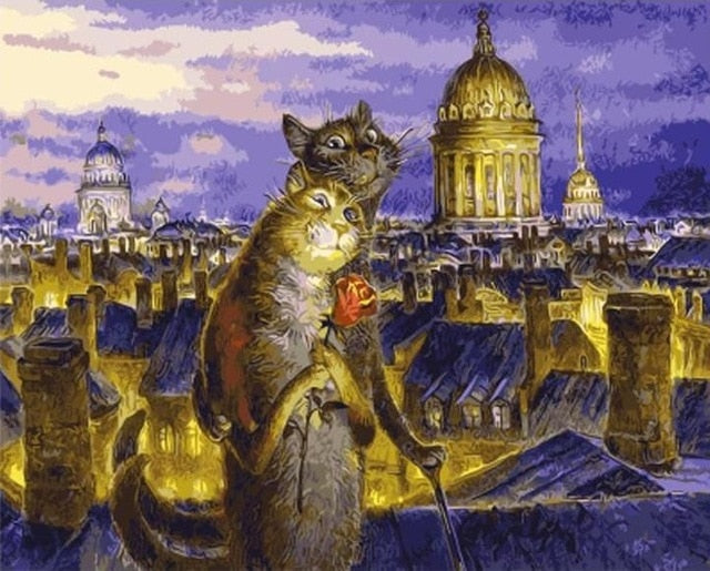 RUOPOTY Frame animals cats DIY painting by numbers kits modern wall art picture canvas paint unique gift for home decor 40x50cm
