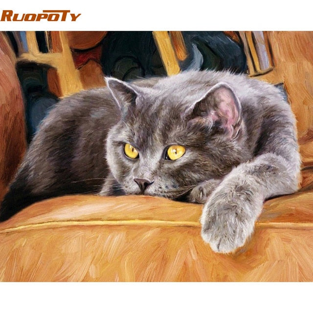 RUOPOTY Frame Tiger Animals DIY Painting By Numbers Wall Art Picture Acrylic Canvas Painting For Home Decoration Drop Shipping