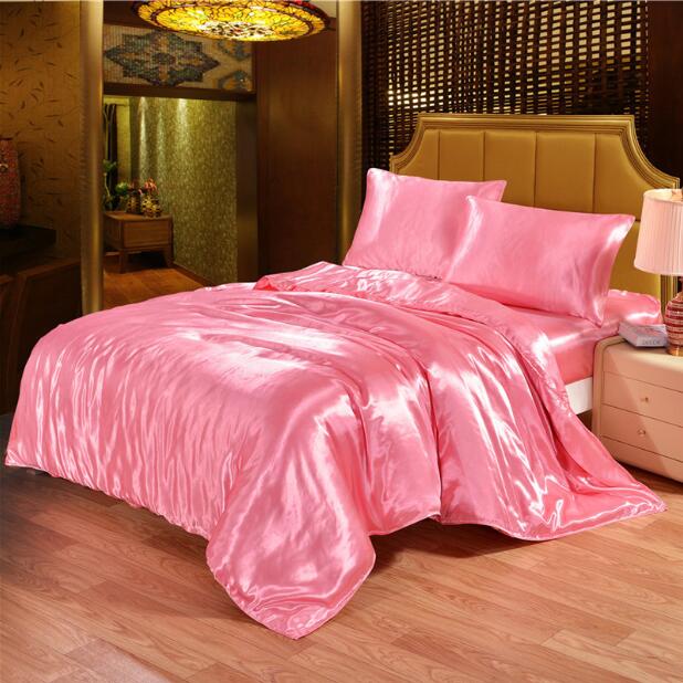 White Black Bedding Sets King Double Size Satin Silk Summer Used Single Bed Linen China Luxury Bedding Kit Duvet Cover Set