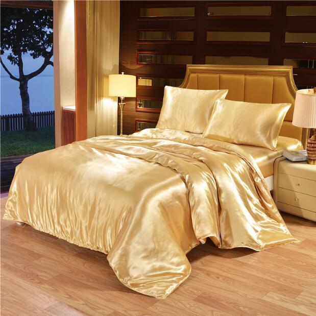 White Black Bedding Sets King Double Size Satin Silk Summer Used Single Bed Linen China Luxury Bedding Kit Duvet Cover Set