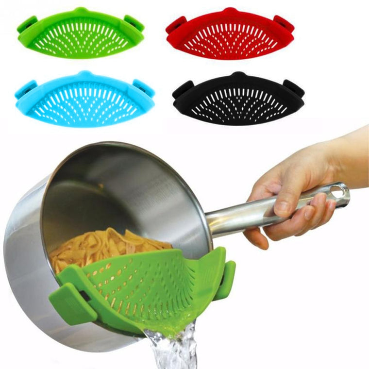 Silicone Colanders Kitchen Clip On Pot Strainer Drainer For Draining Liquid Univers Draining Pasta Vegetable Tool DropShipping