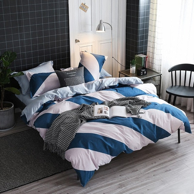 Solstice Cartoon Pink Flamingo Bedding Sets 3/4pcs Geometric Pattern Bed Linings Duvet Cover Bed Sheet Pillowcases Cover Set