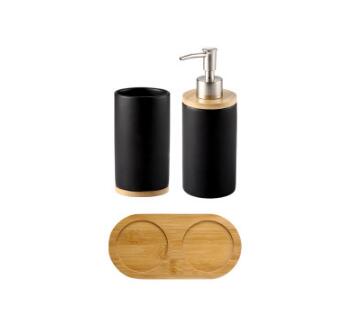 WSHYUFEI Promotion Bathroom set Ceramics Mouth cup Toothbrush holder Lotion bottle For toothpaste Bamboo Storage board