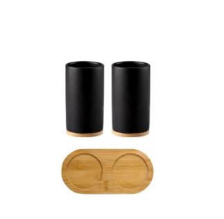 WSHYUFEI Promotion Bathroom set Ceramics Mouth cup Toothbrush holder Lotion bottle For toothpaste Bamboo Storage board