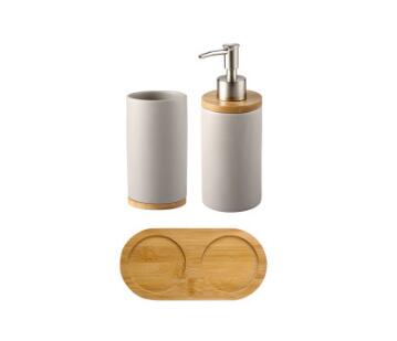 WSHYUFEI Promotion Bathroom set Ceramics Mouth cup Toothbrush holder Lotion bottle For toothpaste Bamboo Storage board