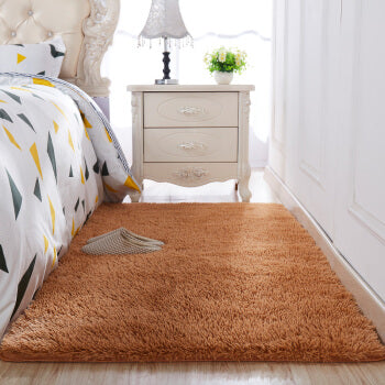 Thickened washed silk hair non-slip carpet living room coffee table blanket Bedroom bedside mat yoga rugs solid color plush